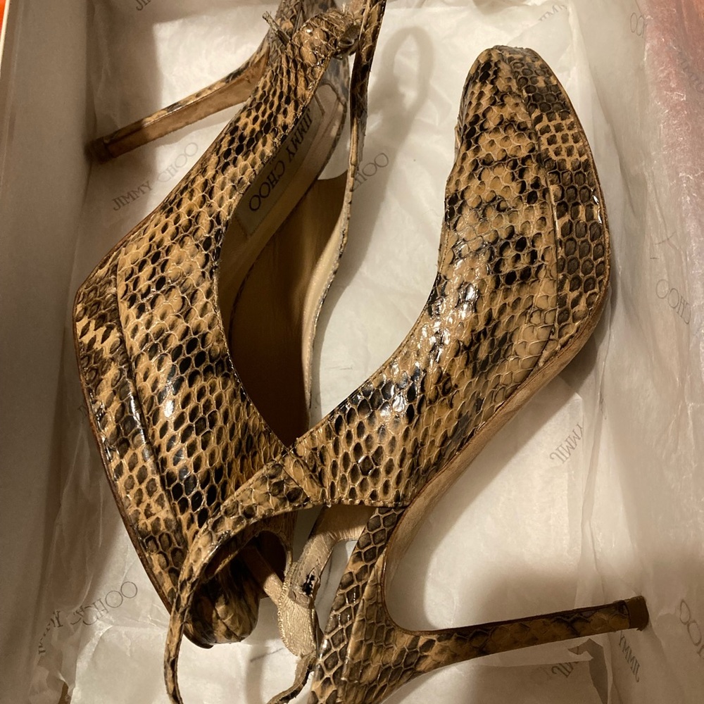 Vintage Jimmy Choo Python Elaphe Slingback Heels.